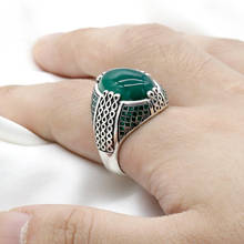 Anel 925 prata esterlina sólida, anel feminino masculino com pedra de ágata natural artesanal, anel turco para mulheres, joia vintage para presente 2024 - compre barato