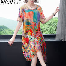AYUNSUE Summer Silk Woman Dress Floral Beach clothes Dress 2021 Midi Boho Dresses for Women Casual Vestido De Mujer KJ6973 2024 - buy cheap