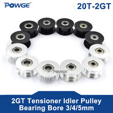 POWGE 2M 2GT 20 Teeth synchronous Wheel Idler Pulley Bore 3/4/5mm with Bearing Black for GT2 Timing belt Width 6MM 20teeth 20T 2024 - buy cheap