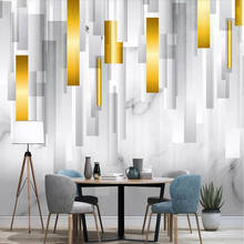 Papel de parede 3d personalizado milofi, mural nórdico abstrato três-dourado geométrico, fundo de parede para sala de estar, quarto 2024 - compre barato