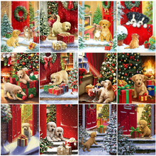 HUACAN 5D Diamond Painting Dog Animal Full Square Diamond Embroidery Cross Stitch Christmas Decoration For Home 2024 - buy cheap