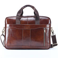 Famous Brand Men's Genuine Soft Leather Briefcase Male Laptop Shoulder Messenger Bags Large Capacity Male Business Bags Vintage 2024 - buy cheap
