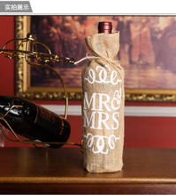 Mr.& Mrs-funda para botella de vino de arpillera de yute, bolsa de regalo, decoración para fiesta de Navidad y boda, 100 piezas, Envío Gratis 2024 - compra barato