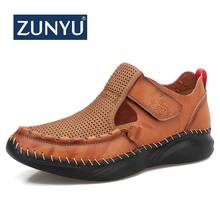 ZUNYU-Sandalias de empalme de malla de cuero hechas a mano para hombre, zapatos clásicos de playa de color negro, zapatillas informales de moda, talla 48, 2021 2024 - compra barato