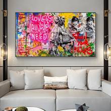 Graffiti Art Love Is All We Need Oil Painting on Canvas Street Wall Art Posters and Prints Decorative Picture Cuadros Home Decor 2024 - buy cheap