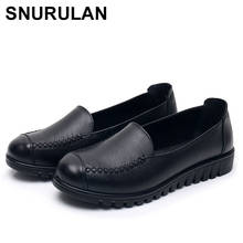 SNURULAN2020 New Women Shoes Solid Genuine Leather casual woman shoes without lace Flat Shoes Women Spring Comfortable Work Shoe 2024 - buy cheap