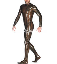 Hot Sexy Latex Rubber Back Zip Catsuit Men Sexy Fetish Rubber Club Bodysuits plus size Jumpsuit  bodysuit with Socks 2024 - buy cheap