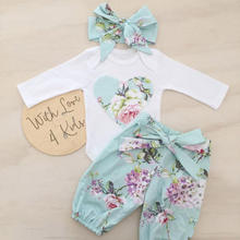 Newborn Kid Baby Girl clothes set Floral long sleeve Jumpsuit 3pcs print Pants +headwear Outfit Set clothes 2024 - buy cheap