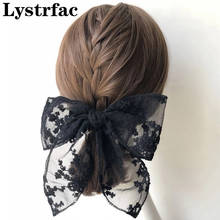 Lystrfac Fashion Black White Lace Bow Knot Scarf Decor Haiclips for Women Girls Hairpin Elegant Headwear Hair Accessories 2024 - buy cheap