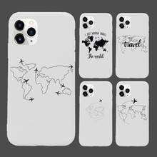 Funda de teléfono de línea abstracta de viaje con mapa del mundo de avión, Color blanco, para iPhone 6, 7, 8, 11, 12 s, mini pro, X, XS, XR, MAX Plus 2024 - compra barato