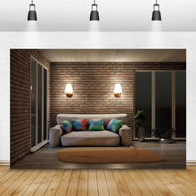 Laeacco Brick Wall House Pattern Sofa Carpet Wall Lamp Photography Backdrop Interior Floor Potted Plants Background Photo Studio 2024 - buy cheap