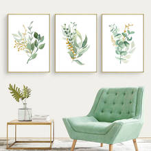 Pintura moderna em tela, plantas verdes, folhas de ouro, arte para parede, quadros, sala de estar, decoração interior sem moldura 2024 - compre barato