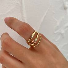 Silvogy-anillos de plata de ley 925 con líneas entrelazadas, joyería Simple, diseño Irregular, elegante, estilo coreano de Japón 2024 - compra barato