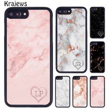 Krajews personalizado mármol monograma corazón caso para iPhone X XR XS 11 Pro MAX 5 se 6 6S 7 7 8 Plus, Samsung Galaxy S7 Edge S8 S9 S10 2024 - compra barato