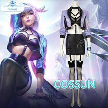 Game LOL K/DA KDA Evelynn Cosplay Costume ALL OUT Black Team Suit Top+Coat+Skirt Halloween Party Outfit For Girls Women S-3XL 2024 - buy cheap