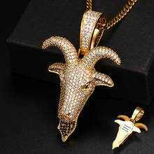 Iced Out Bling Trendy Goat Animal Goat Head Pendant Necklace Charms Men Women Cubic Zirconia Pendant Hip Hop Jewelry Gifts 2024 - buy cheap