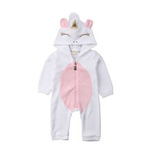0-24Months Long Sleeve Zipper Rompers For Newborn infant baby girls Unicorn cartoon Jumpsuit Cute winter clothes 2024 - buy cheap