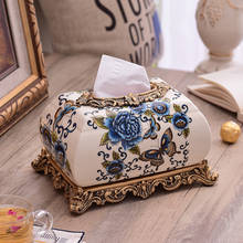Caja de pañuelos de cerámica europea para boda, decoración de sala de estar americana, configuración de mesa de té, caja de cartón creativa, regalo de reubicación 2024 - compra barato
