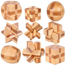 9pcs/set Kong Ming Lock 3D Puzzle Wooden Toys Early Educational Toys Wood Interlocking Puzzle Brain Teaser IQ Burr Puzzles Gifts 2024 - buy cheap