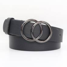Cinturones con hebilla de doble anillo para mujer, cinturillas clásicas de cuero PU, faja ajustable, correa para Vaqueros, diseñador de lujo 2024 - compra barato