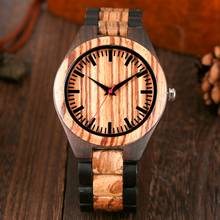 Zebrawood, деревянные часы в полоску Dapple с узором, мужские часы из натурального дерева, уникальные спортивные модные повседневные часы для мужчин, подарки 2024 - купить недорого