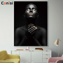 Conisi Black African Nordic Nude Women Wall Art Canvas Painting Sexy Girl Printed Poster Wall Art Pictures Home Decor 2024 - buy cheap