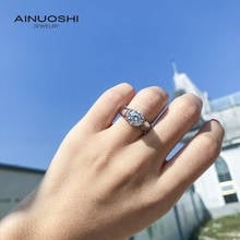 AINUOSHI 925 Sterling Silver 2ct Round Cut SONA Diamond Engagement Rings for Women Promise Anniversary Wedding Band 2024 - buy cheap