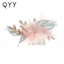 QYY-peines de pelo de flores hechos a mano para mujer, accesorios de boda, joyería para el cabello de Color dorado, tocado de dama de honor para fiesta de graduación, regalo 2024 - compra barato