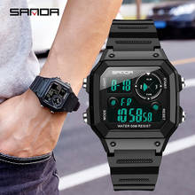 Мужские спортивные часы плавательные часы SANDA 418, модные мужские водонепроницаемые светодиодные цифровые часы Chronos обратного отсчета, мужские военные часы 2020 2024 - купить недорого