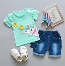 Baby Girls Clothing Sets Kids Summer Clothes Set Children Fashion Cartoon Cotton T-shirt+jeans 2pcs for Toddler Girls 2020 New 2024 - buy cheap