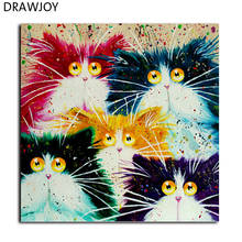 DRAWJOY Framed Picture Painting By Numbers DIY Coloring By Numbers On Canvas Colorful Cats Home Decor 40*50cm Painting GX4039 2024 - buy cheap