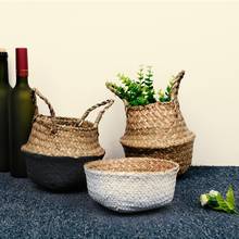 Home Organization Decoration Textile Organizer Natural Sea Straw Handmade Woven Basket With Handle Sundries Storage Basket 2024 - buy cheap