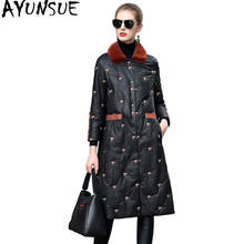 AYUNSUE Genuine Leather Jacket Women Down Coats Embroidery Winter Jackets Natural Mink Fur Collar Sheepskin Coat Female VH9555 2024 - buy cheap