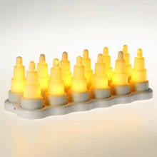 Conjunto de 12 tealights recarregável carregamento sem fio led vela flameless luz casamento natal bar casa festa decoração de mesa-âmbar 2024 - compre barato