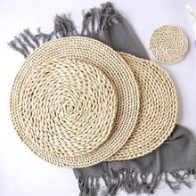 New Round Rattan Placemats Natural Corn Straw Woven Dining Kitchen Table Decoration Mats Heat Insulation Pot Holder Cup Coasters 2024 - buy cheap