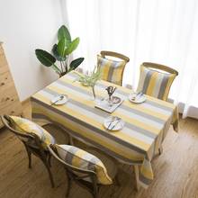 Mantel impermeable a rayas de imitación de algodón y lino, mantel amarillo, cubierta rectangular para mesa de centro, mantel de cocina 2024 - compra barato