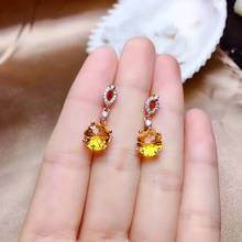 Best Gift Real Natural  Natural And Real Citrine Earring  925 sterling silver Fine jewelry citrine Earring 2024 - buy cheap