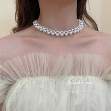 2021 Large and Small Pearl White Necklace French Fashion Temperament Clavicle Chain Fresh and Sweet Ins Girl Heart Necklace 2024 - buy cheap