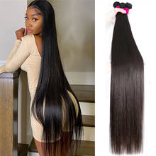 Mechones rectos de cabello virgen para mujeres negras, cabello humano Natural Remy brasileño de 40 pulgadas de largo, cabello liso con hueso 2024 - compra barato