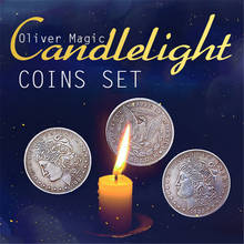 Candlelight Coins Set(1 flipper coin+1 expanded shell+ 3 morgan dollars) Magic Tricks Stage Magia Illusions Gimmick Props 2024 - buy cheap