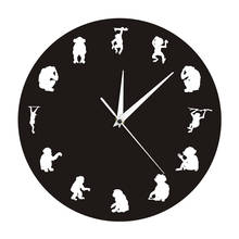Reloj de pared moderno con diseño de animales de Safari para decoración del hogar, moderno reloj de pared con diseño de gorila y mono para habitación de niños, regalo para amantes de los mono y los Ape 2024 - compra barato