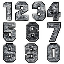 100pcs/lot Sequins Embroidery Patch Silver Number Digit Jersey Clothing Decoration Sewing Accessory Iron Heat Transfer Applique 2024 - buy cheap