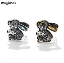 muylinda Vintage Rabbit Animal Pins Rhinestone Brooch Jewelry Fashion Sweater Clothes Pins Accessories Scarf Clip 2024 - buy cheap