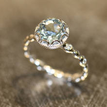 Новые модные изысканные S925 светло-голубые круглые геометрические ювелирные изделия для женщин обручальное свадебное Подарочное кольцо 2024 - купить недорого