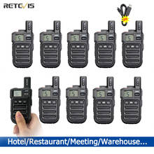 Retevis-mini walkie-talkie pmr 446, 10 pçs, portátil, walkie-talkie em dois sentidos, rádio ht, comunicador, hotel, restaurante 2024 - compre barato