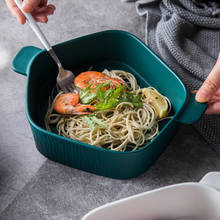 Скандинавское искусство матовая керамическая бинауральная тарелка для риса простая домашняя темно-зеленая чаша для выпечки Ресторан отеля кухонная посуда 2024 - купить недорого