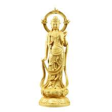Solid wood flame Guanyin carved Buddha statue Chinese Buddha Modern art hand-carved Home living room bedroom lucky statue 2024 - buy cheap