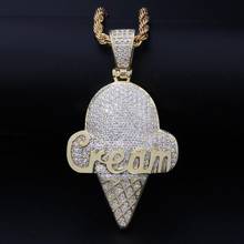 Hip Hop AAA CZ Stone Paved Bling Ice Out Ice Cream Pendants Necklace for Men Rapper Jewelry with 24" rope chain 2024 - buy cheap