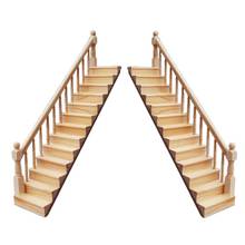 1:12 Dollhouse Miniature Handrail Staircase Wooden Scene Plain Stairway Models Mini Stair Furniture Room Decoration 2024 - buy cheap