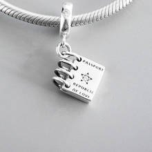 Authentic S925 Silver  Charm Passport Republic of Love Dangle Charm fit Lady Bracelet Bangle DIY Jewelry 2024 - buy cheap